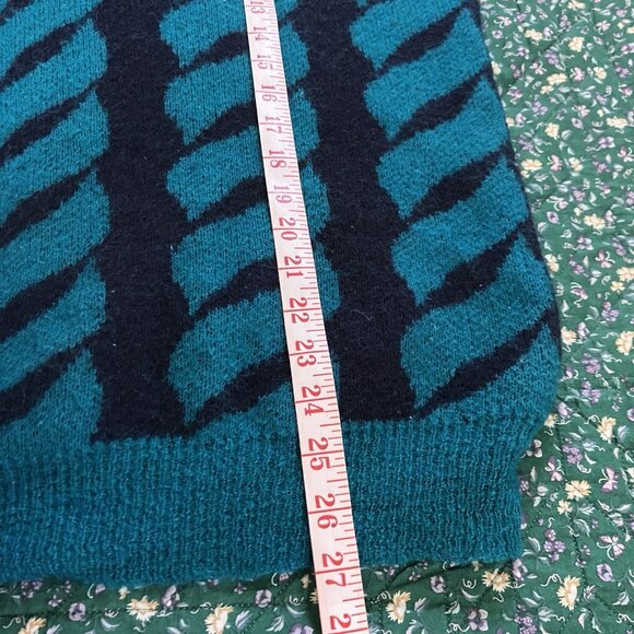 Vintage Steel Sweater Womens‎ XL Blue Black Knit Wool Blend Granny Pullover 90s - Picture 5 of 5